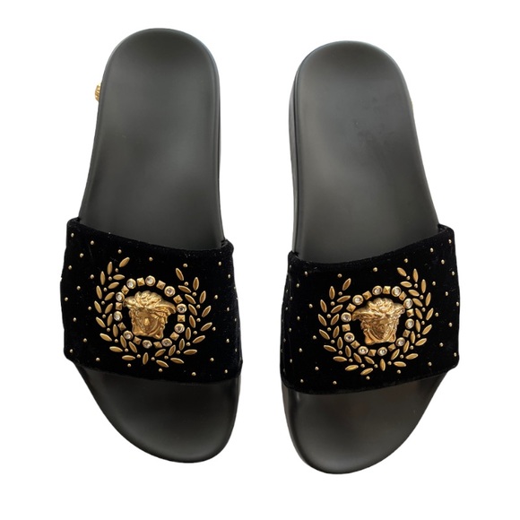 BNWT Versace Black Suede Medusa Slides. 
Size 37. 
+ Dust Bag & Box. - Picture 5 of 7